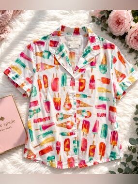 Kate Spade Popsicle Print Pajama Top Button Front Size S